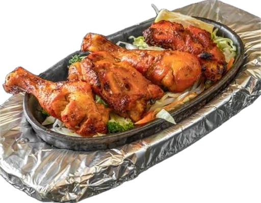 Bone in chicken marinated in yogurt and spices, baked in clay tandoor oven. Served in sizzling platter with sautéed onions, bell pepper, cabbage, carrot and spinach. Comes with a choice of basmati or brown rice or plain naan.