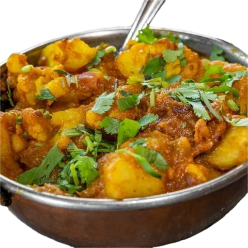 (aloo gobi) potatoes and cauliflower cooked with onion and tomato based sauce. Served with choice of basmati or brown rice or plain naan.